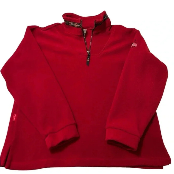Vintage True North Men's Bright Red 1/4 Zip Fleece Jacket Medium Canada EUC - Picture 3 of 14